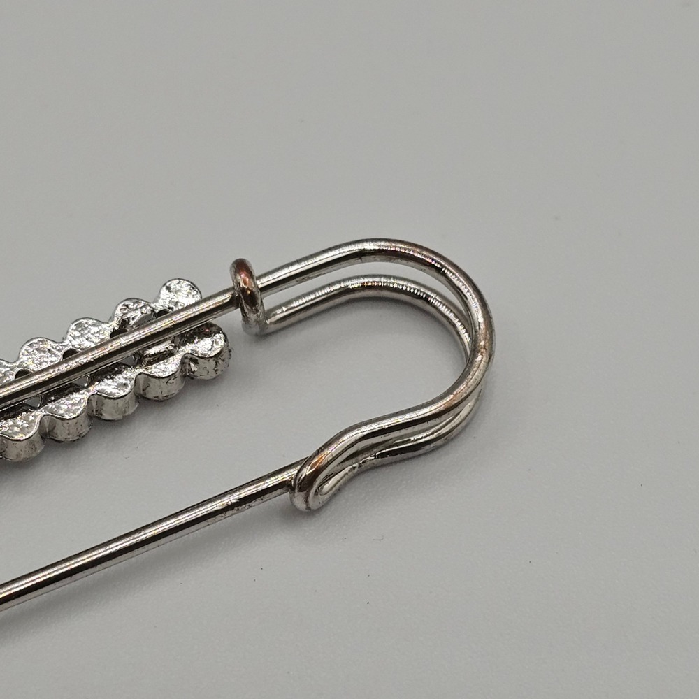 Vintage Rhinestone 3" Safety Pin Brooch Scarf Shawl Sweater Clip Sparkle Glam - Picture 7 of 14